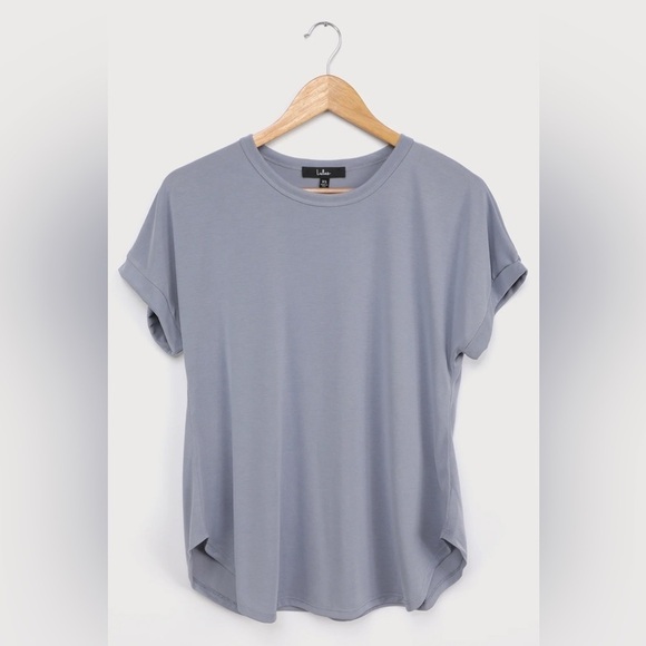 LULU’S Easily Enjoyed Dusty Blue Crew Neck Tee - Picture 4 of 5